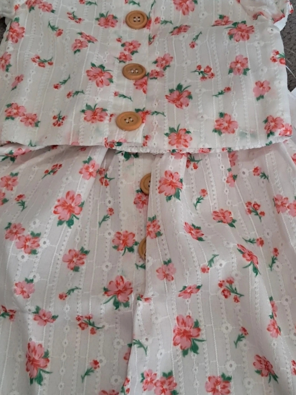Rare Editions Ivory Dress with Pink Floral Print